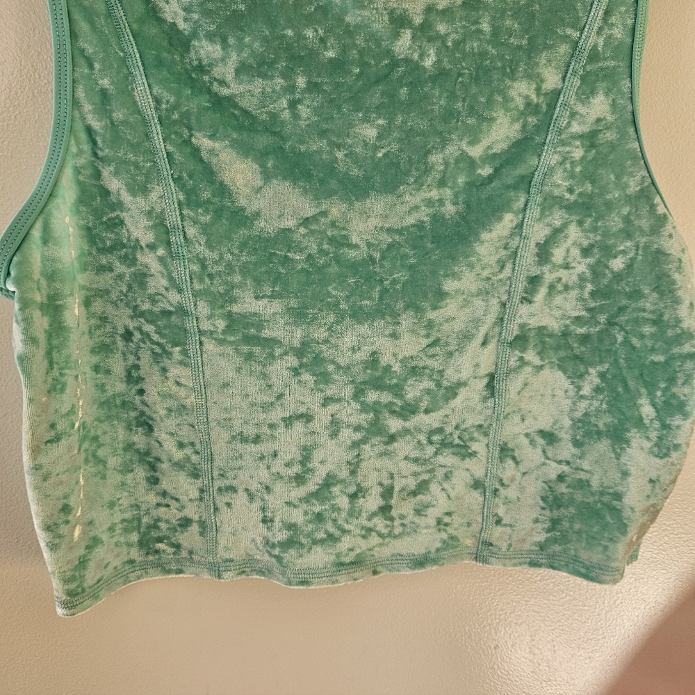 Sea Foam Green Crushed Velvet Women's Tank Top - Picture 2 of 5